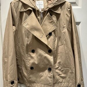 Avec Les Filles Tan Trench Coat Double-Breasted Cropped